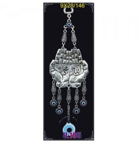Silver Plated  Metal Allah and Muhammad  with Evil Eye Bead