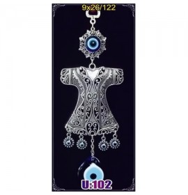 Silver Plated  Metal Dervish Vest with Evil Eye Bead