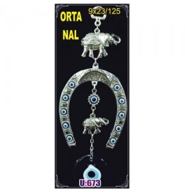  Silver Plated Metal Horseshoe with Evil Eye Bead