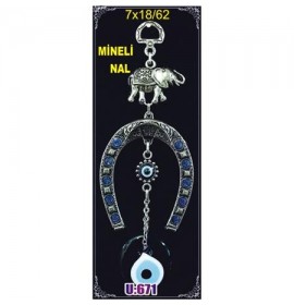  Silver Plated Metal Horseshoe with Evil Eye Bead