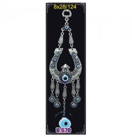  Silver Plated Metal Horseshoe with Evil Eye Bead