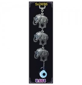 Silver Plated  Metal Elephant Triple  Wall Hanging