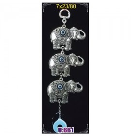 Silver Plated  Metal Elephant Triple Wall Hanging