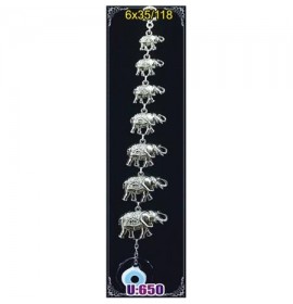 Silver Plated  Metal Elephant Septet Wall Hanging