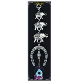 Silver Plated  Metal Elephant Triple Wall Hanging