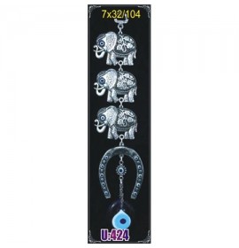 Silver Plated  Metal Elephant Triple Wall Hanging