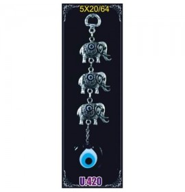 Silver Plated  Metal Elephant Triple Wall Hanging